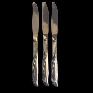 Oneida Twin Star Dinner Knives 3 Community Knife Stainless Flatware Starburst